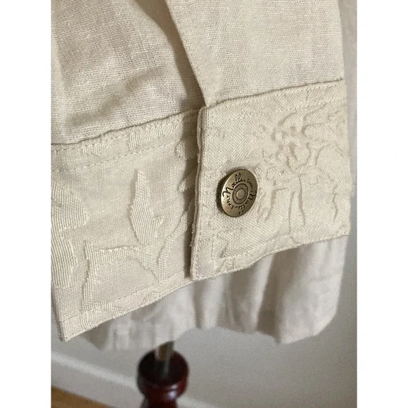 NWT Simply Noelle Shirt Size 12-14 Tan lace Back Ruffle TradWife Boho - Picture 7 of 12